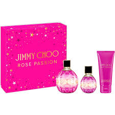 JIMMY CHOO ROSE PASSION 3 PCS: 3.3 Fl. Oz. EDP spray 3.3 body lotion AND 7.5ml edp spray for Women