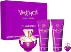 Dylan Purple BY VERSACE 4 PCS. GIFT SET:3.4oz edp sp3.4oz Body Lotion3.4oz Shower Gelminiature perfume FOR WOMEN