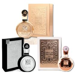 Bundle Fakhar 3 Piece Gift Set (3.4 Fakhar Men+ 3.4 oz Fakhar Women+ 3.4 Oz Fakhar Gold Extrait FOR WOMEN