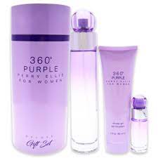360 PURPLE BY PERRY ELLIS 3PCS. GIFT SET: 3.4oz edp sp0.25oz edp sp3.0oz shower gel FOR WOMEN