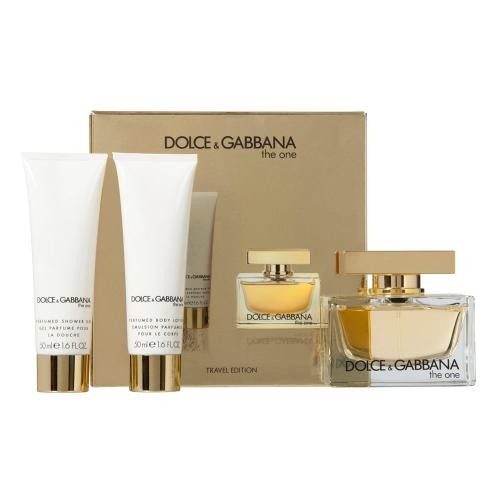 THE ONE 3 PCS. GIFT SET: 2.5 FL.OZ. EDP SPRAY 3.3 FL.OZ. BODY LOTION AND 0.33oz. EDP spray FOR WOMEN.