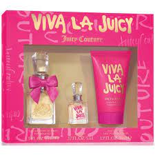 VIVA LA JUICY 3 PCS. GIFT SET: 3.4 FL.OZ. EDP SPRAY 4.2 FL.OZ. BODY creme AND 0.33 FL.OZ. EDP spray FOR WOMEN