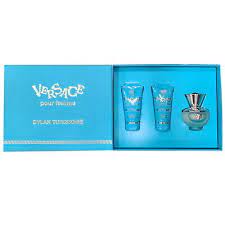 VERSACE DYLAN TURQUOISE 3 PCS. GIFT SET: 1.7oz edt sp1.7oz perfumed body gel1.7oz bath&shower gel FOR WOMEN