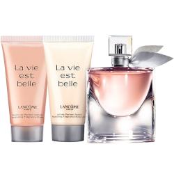 LA VIE EST BELLE 3 pcs. gift set [1.7 Fl. Oz. Eau De Parfum Spray + 1.7 Body Lotion + Genifique Serum10ml ] Women