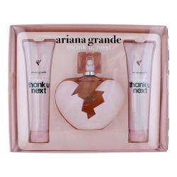 ARIANA GRANDE THANK YOU NEXT 3 pcs.gift set: )3PC SET(3.4oz edp sp3.4oz body souffle3.4oz shower gel FOR WOMEN