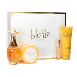 BLONDE 4 PCS. GIFT SET: 3.3 FL.OZ. EDP SPRAY 4.0 FL.OZ. BODY LOTION 1.7 FL.OZ. POWDER AND .5 FL.OZ. EDP SPRAY FOR WOMEN.LOMANI