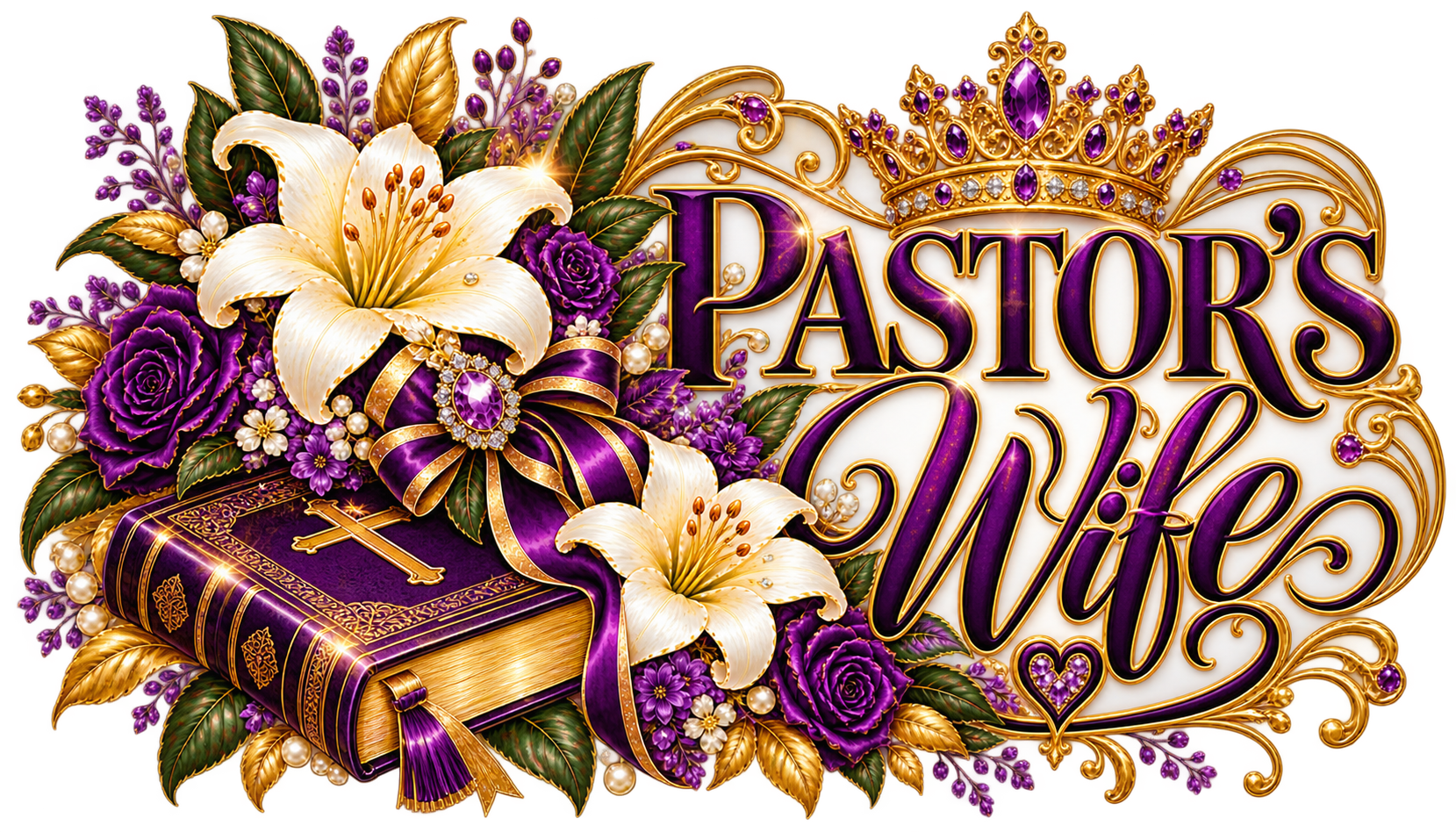 Pastor’s Wife purple and gold ministry towel design